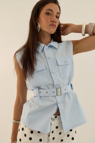 CAMICIA SMANICATA SARTORIALE CELESTE