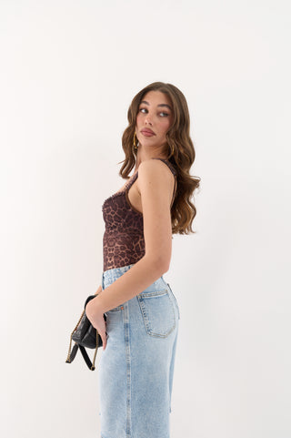 TOP TRASPARENTE LEOPARDA