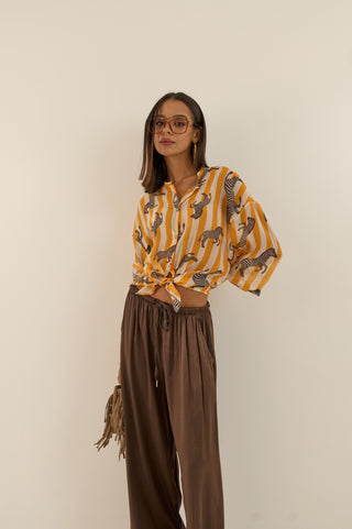 PANTALONE SATIN CIOCCOLATO