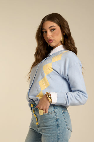 PASTEL ARGYLE CARDIGAN