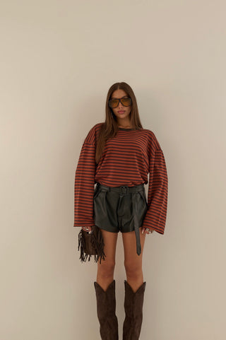 MINI SHORTS SIMILPELLE ROCK NERO