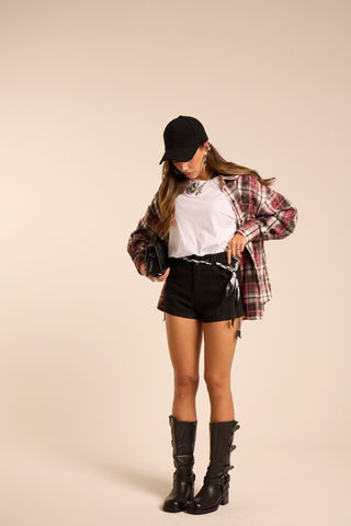 Mini short suede CHESTNUT con cintura