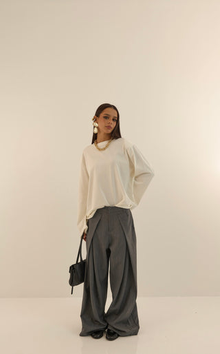 PANTALONE SARTORIALE OFFICE GESSATO GRIGIO