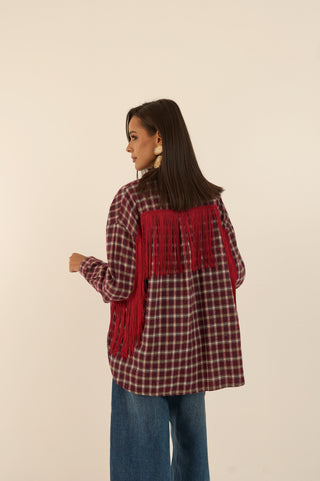 CAMICIA CHECK FRANGE SALOON BORDEAUX