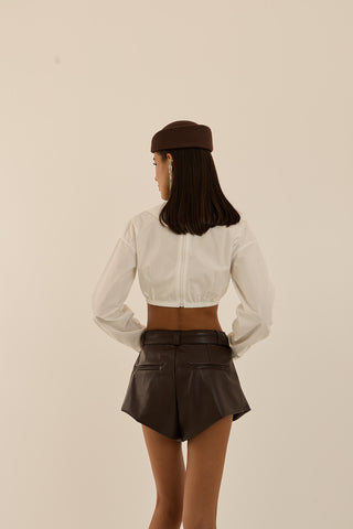 MINI SHORTS SIMILPELLE ROCK MARRONE