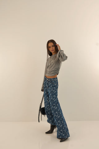 CAMO BLUE DENIM JEANS
