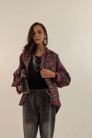 CAMICIA TARTAN TAYLOR BORDEAUX