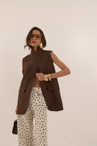 GILET ASIMMETRICO CORE CUT MARRONE