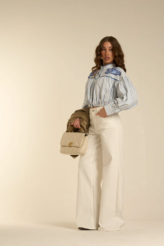 WHITE WIDE LEG DENIM