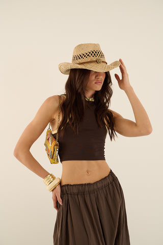 TOP BI-COLOR MARRONE