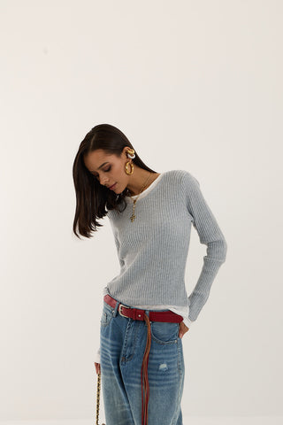 MAGLIA COSTE LAYER GRIGIO