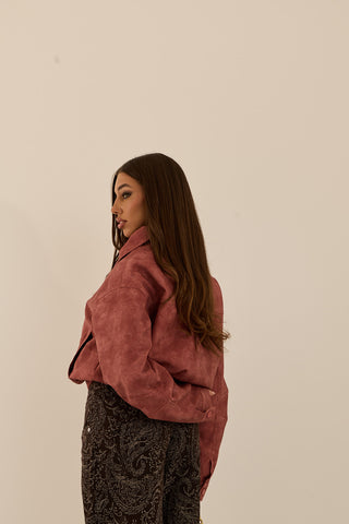 GIACCA BOMBER BERRY SUEDE