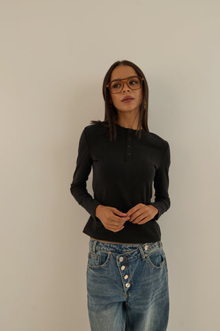 MAGLIA LUNGA BOTTONCINI NERO