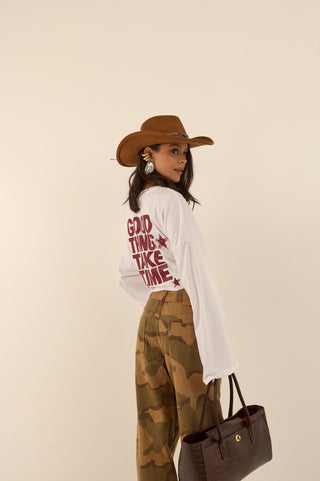 JEANS WIDE LEG CAMOUFLAGE DUNE