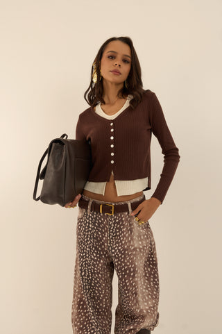 JEANS WIDE LEG DAINO MARRONE