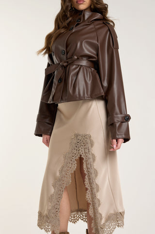 GONNA SATINATA CON PIZZO NUDE