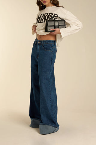 Jeans slavato DARK TURN-UP