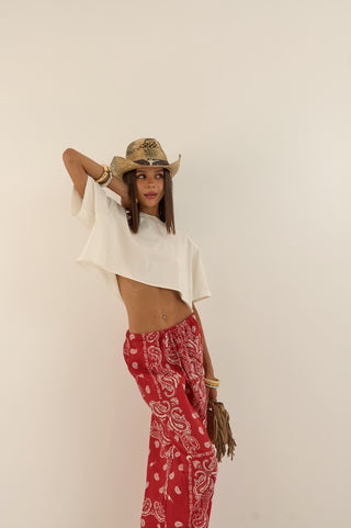 T-SHIRT CROP CON SPALLINA IMBOTTITA BIANCO