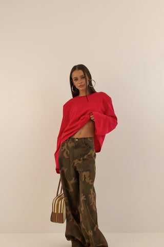 JEANS WIDE LEG CAMOUFLAGE ALLY