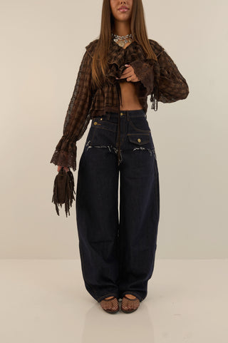 INDIGO CUT DENIM JEANS