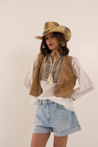 GILET IN SUEDE RANCH