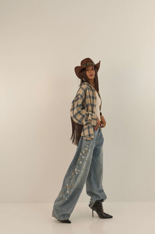 CRYSTAL GARDEN DENIM JEANS
