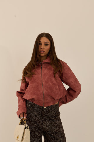 GIACCA BOMBER BERRY SUEDE