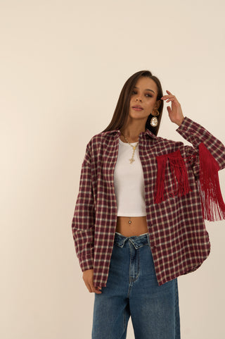 CAMICIA CHECK FRANGE SALOON BORDEAUX
