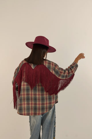 CAMICIA CHECK FRANGE RODEO BORDEAUX