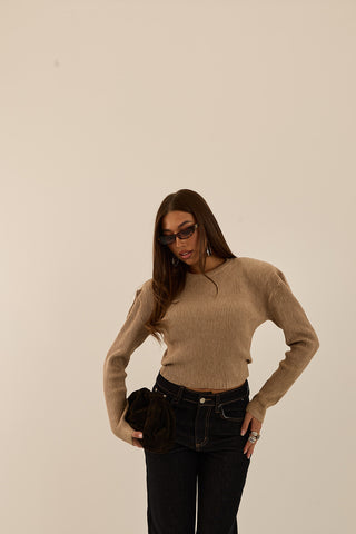MAGLIONE COSTE SCULTURA BEIGE