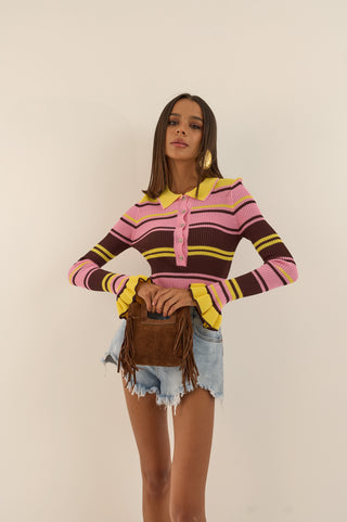 MAGLIA POLO RIGHE CHIC GIALLO
