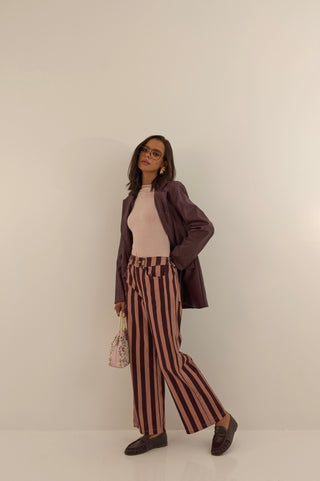 PANTALONE BETTY RIGATO BORDEAUX