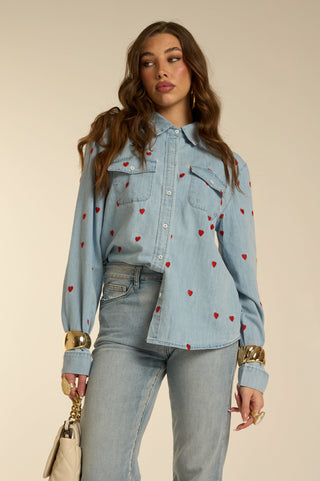 RED HEART DENIM shirt