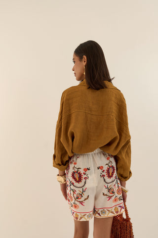CAMICIA IN LINO CAMMELLO