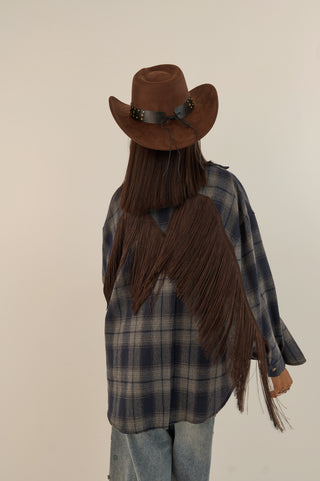 CAMICIA CHECK FRANGE RODEO BLU
