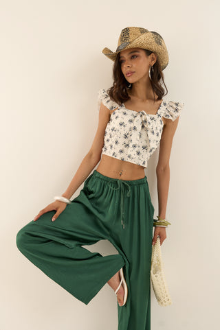 PANTALONE SATIN VERDE BOSCO