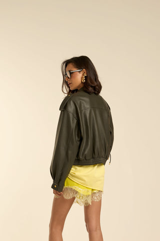 Giacca bomber NAKER LEATHER GREEN
