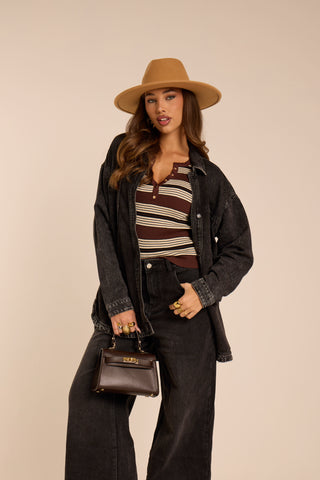 Camicia in denim basic Black