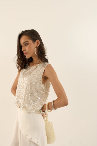 TOP PAILLETTES GATSBY AVORIO