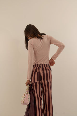 PANTALONE BETTY RIGATO BORDEAUX