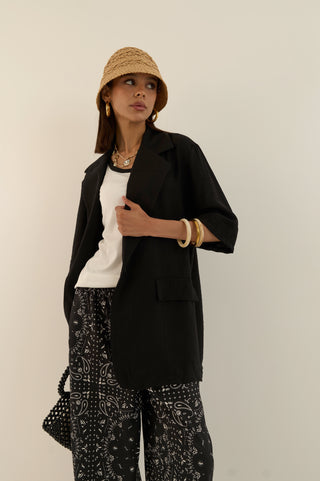 BLAZER LEGGERO TRE QUARTI NERO