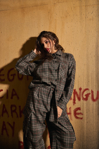 COORDINATO CHECK STRANGER BORDEAUX