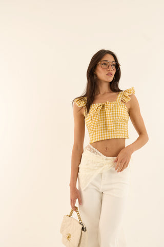 TOP VICHY GIALLO BURRO