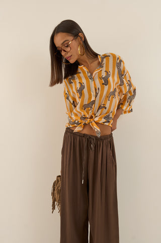 PANTALONE SATIN CIOCCOLATO