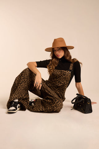 Salopette in jeans LADY LEOPARD