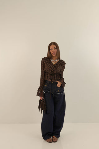 INDIGO CUT DENIM JEANS