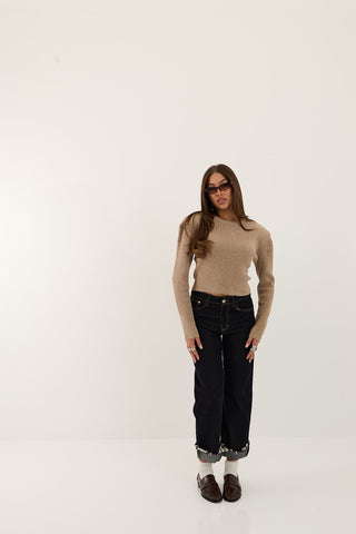 JEANS SFRANGIATO CON RISVOLTO INDIGO