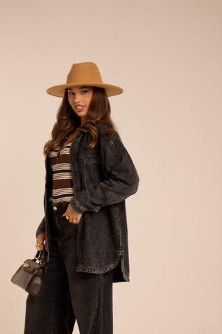 Camicia in denim basic Black