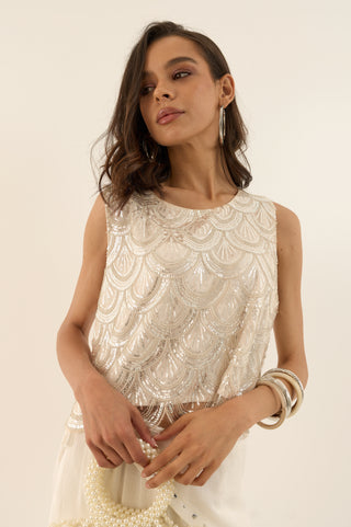 TOP PAILLETTES GATSBY AVORIO