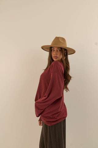 MAGLIA MANICA LUNGA ESSENTIAL BORDEAUX